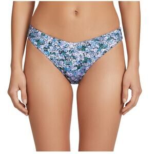 Beach Riot Vanessa Bikini Bottom Blue Floral Nylon Women Size L NWT